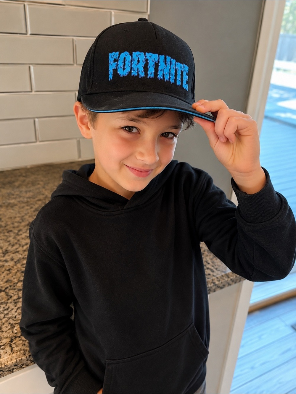 Fortnite Youth Snapback Hat Black Blue Drip Logo Adjustable Kids Cap